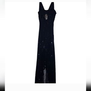 Taboo Midnight Black Sequin Maxi Dress Size Small